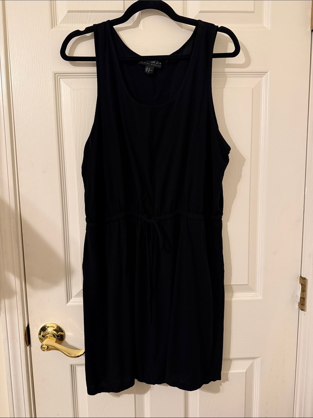 Forever21 Simple Black Drawstring Tank Dress